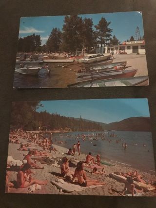 Sandy Beach Resort Liberty Lake Near Spokane Washington Vintage Postcard 1960’s