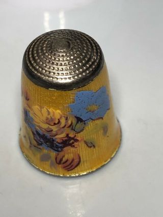 Thimble Vintage Sterling Silver Marked Js&s And Enamel