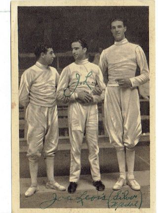 1932 Summer Olympics Silver Medalist Joe Levis Signed Photo Card - U.  S.  A.