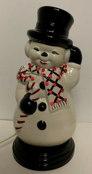 Vintage Christmas Ceramic Lighted Snowman