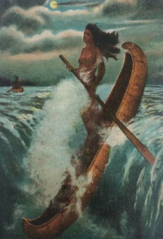 Vintage Native American Postcard - The Indian Legend,  Niagara Falls,  Ny.
