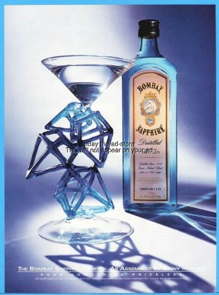 1997 Bombay Sapphire Martini Glass Artist Ginny Ruffner Photo Vintage Print Ad