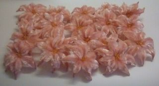 19 Vintage Pink Chenille Poinsettia Christmas Flowers Pipe Cleaner Package Ties