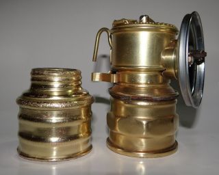 Vintage Premier Miners Carbide Brass Cap Lamp With Oval Filler Cap