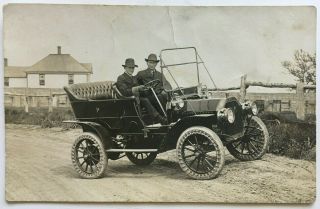 Ca 1910s Rppc Real Photo Postcard Vintage Buick Automobile Car 2 Men Sitting Azo