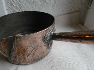 French vintage copper pot - handle sugar caramels syrups melt hammered marked 3