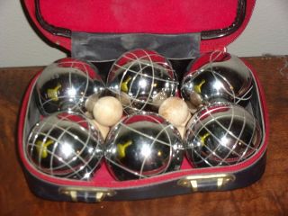 Vintage La Boule Obut Lawn Bowling Game Bocce Six Steel Balls In Case