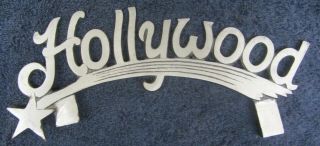 Vintage Hollywood California Auto License Plate Topper Car Souvenir Cast Alum