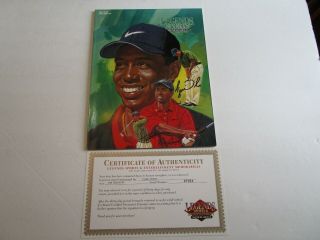 Legends Sports Memorability 78,  Signed Tiger Woods 9 Cards And 1 Post Card,
