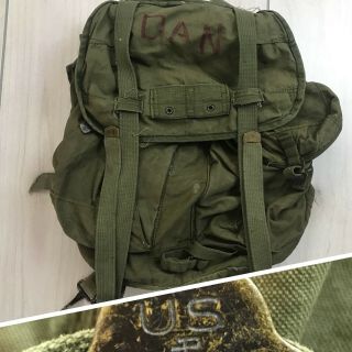 Vintage Us Army Small Rucksack Field Pack Military Backpack Od Green
