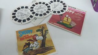 Vintage Viewmaster Slide Viewer Pack 3d Reels Snoopy And The Red Baron
