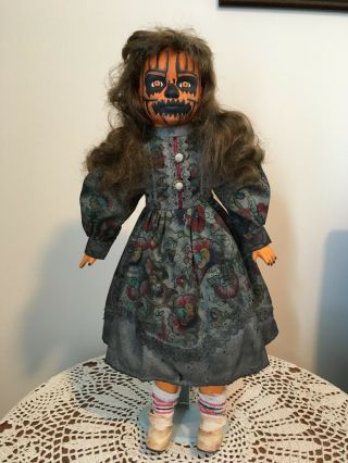 18  Vintage Doll - Halloween Ooak Horror Scary Hand Painted Gothic Pumpkin