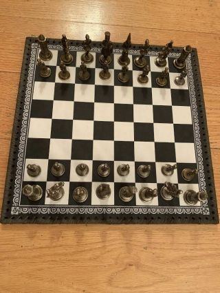 Vintage Italfama Complete Chess Set & Board Backgammon Made In Italy