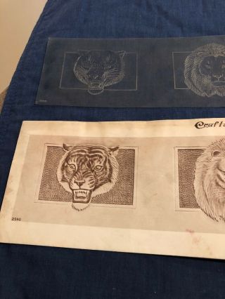 Vintage Craftaid Leather Template Pattern 1950 Craft Aid 2590 Lion Tiger Wallet