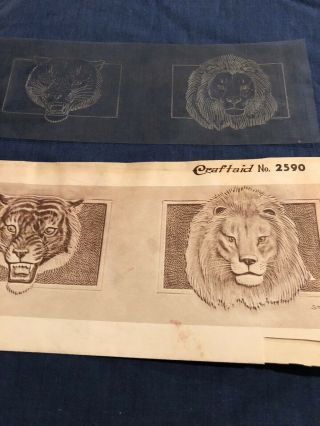 Vintage Craftaid Leather Template Pattern 1950 Craft Aid 2590 Lion Tiger Wallet 2