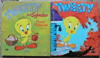 2 Vintage Whitman Tell - A - Tale Books Tweety,  Tweety And Sylvester Picnic Problems