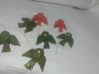 Vintage Christmas green and red flocked birds ornaments wreath tree Christmas 2