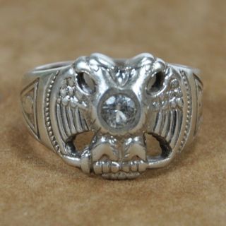 Vintage Sterling Silver Double Headed Eagle Signet Ring Size 8.  5 (8.  1g) - - 729