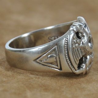 Vintage Sterling Silver Double Headed Eagle Signet Ring size 8.  5 (8.  1g) - - 729 3