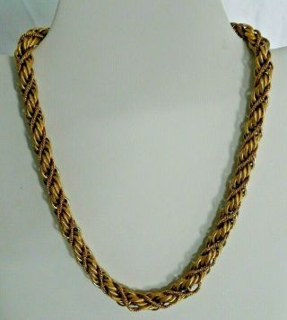 Vintage Signed Monet Gold Tone Twisted Rope Chain 17 " Necklace Choker - 7 Mm