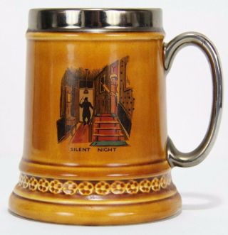 Antique Lord Nelson Pottery " Silent Night " England Beer Stein Large Mug Old Vtg