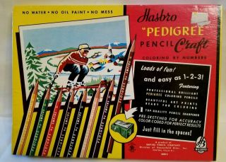 Vintage Hasbro Pencil Craft Painting Set With 12 Paintings 1950 