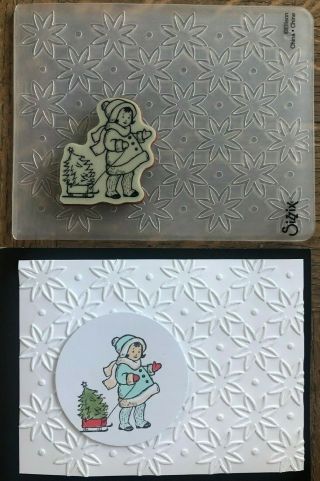 Stampin Up Vintage Christmas Girl Cm Stamp & Poinsettia Flower Embossing Folder