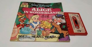 Walt Disney Read Along Book And Cassette Tape Alice In Wonderland Vintage