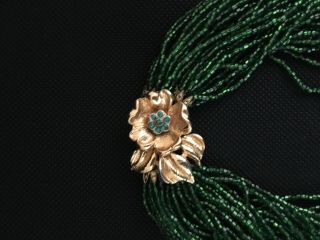 Vintage Emerald Green Glass Seed Bead Necklace 3
