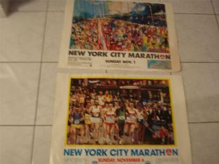 2 Vtg York City Marathon Posters 1987 & 88 Leroy Neiman & Joe Wilder