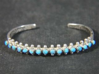 Vintage Navajo Sterling Silver Turquoise Bangle Cuff Bracelet