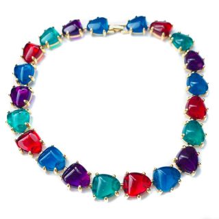 Vtg Avon Gold Ruby Emerald Sapphire Amethyst Link Necklace Designer Runway - M