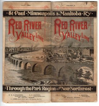 1886 St Paul,  Minneapolis & Manitoba Railroad,  Red River Valley Line Time Table