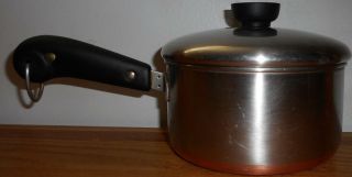 Vintage Revere Ware Copper Bottom Stainless Steel 1 1/2 Quart Saucepan/pot,  Lid
