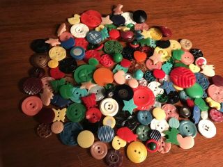 Vintage Old Plastic Celluloid & Glass Buttons Variety