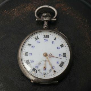 Vintage Antique Mechanical Pocket Watch 24 Hour Dial English Parts Repairs