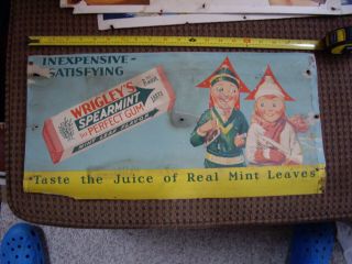 Vintage 1930s - 40s Wrigleys Gum Cardboard Sign Trolley Taxi Bus Advertising