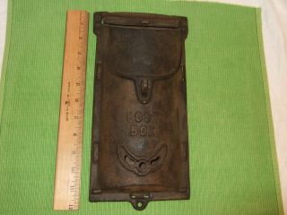 Vintage 356 Post Mail Box Old Cast Iron Patina No Paint Black Two Doors