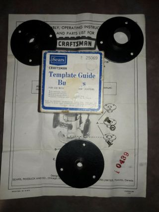 Vintage Craftsman Template Guide Bushings 9 25069 Router Sears