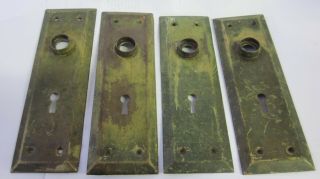 4 Antique / Vintage Victorian Matching Pressed Steel Door Knob Backplates