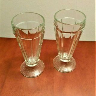 Set Of 2 Vintage Ice Cream Soda Fountain Glasses Milkshake Malt Glasses