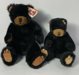 Vintage 1993 Ty Attic Treasures Boris And Ivan Jointed Black Bears