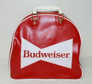 Vintage 1970s Budweiser Beer Anheuser Busch Single Ball Bowling Bag W Shoe Rack