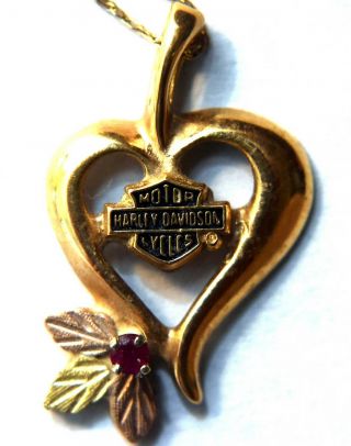 Authentic 10k Solid Gold Harley Davidson Pendant With 14k Solid Gold Chain