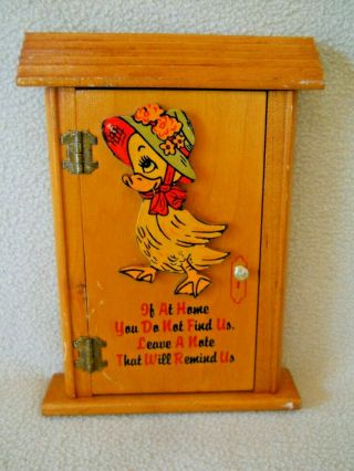Vintage Wooden Door Note Holder / Duck