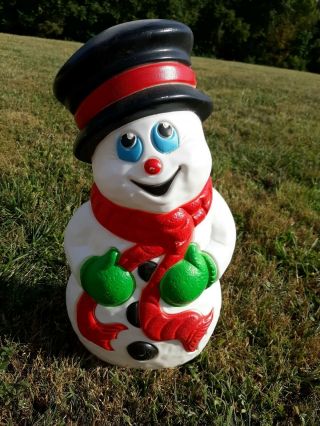 Vintage Grand Venture Lighted Snowman Christmas Blow Mold Holiday Decor 20 "