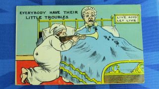 Vintage Comic Postcard 1909 Bed Bugs Pest Control Hunting Theme