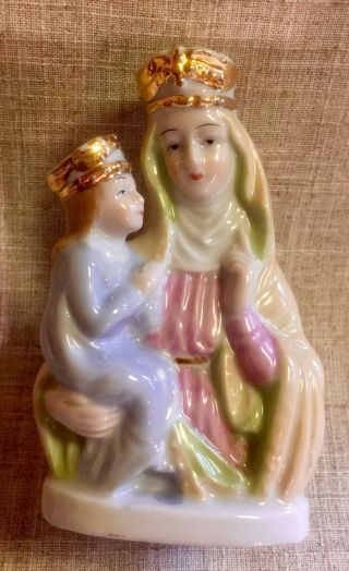 Vintage Holy Mother Mary And Jesus Porcelain Figural Planter