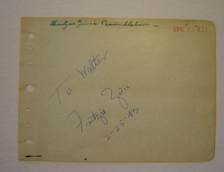 Fritzie Zivic 4 " X6 " Signed A/p 2 - 25 - 1943
