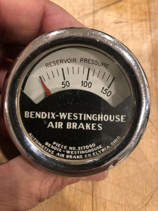 Vintage Semi Truck Mack Bendix Westinghouse Air Brakes Pressure Gauge 217090